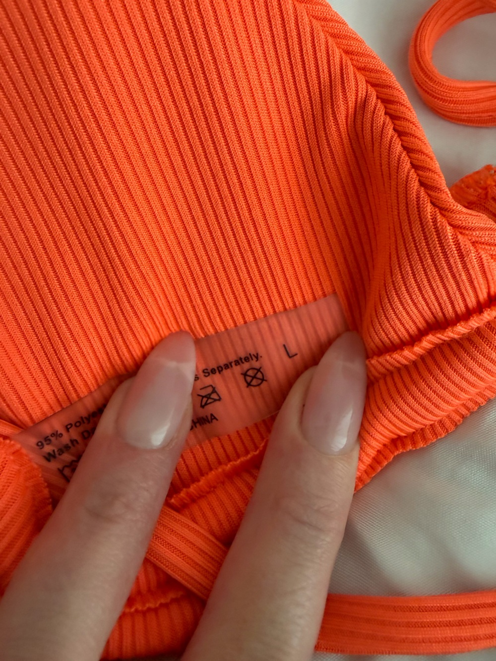 Floerns Orange Rib Knit Triangle Bikini Set - Picture 2 of 4